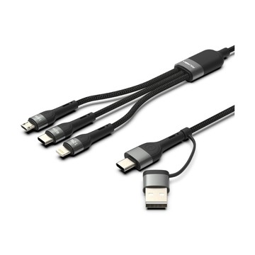 POLYWELL 二拖三PD編織快充線 五合一 USB+C To C+Lightning+Micro-B /1米