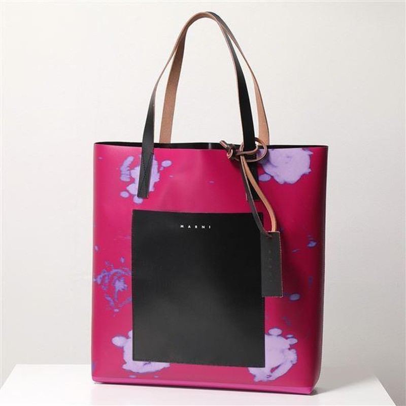 MARNI マルニ トートバッグ SHMP0052A1 P4402 レディース PVC ショッピングバッグ FADED ROSES プリント 柄  レザーハンドル 鞄 Z3O10 | LINEブランドカタログ