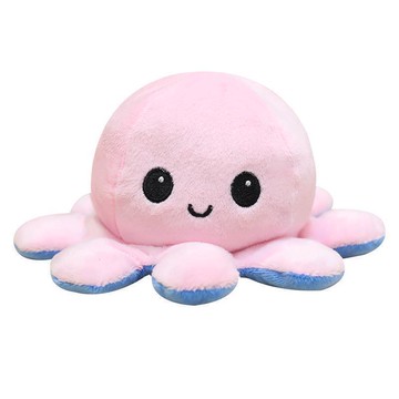 熱賣兩面章魚玩偶公仔雙面翻轉變臉藍粉小章魚翻面八爪魚娃娃毛絨玩具