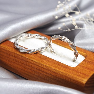 純銀 情侶對戒組 麻花光點戒 情人節禮物 紀念戒指