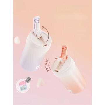 AKS保溫杯女高顏值316不銹鋼水杯女生帶吸管便攜運動隨行咖啡杯子