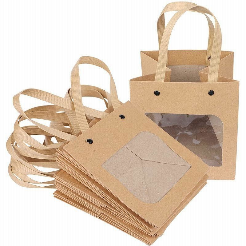 クラフト紙袋 ギフトバッグ ラッピング袋 手提げ袋 10枚セット おしゃれ ラッピング 透明窓付き 角底袋 厚手 無地 耐久性 結婚式 お見 通販 Lineポイント最大0 5 Get Lineショッピング