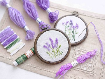 新手刺繡材料包-紫色薰衣草 毛線刺繡