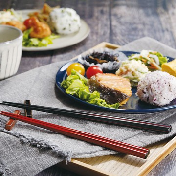 【日本製】若狹塗 塗漆圓角筷 黑 23.5cm / 紅21.5cm