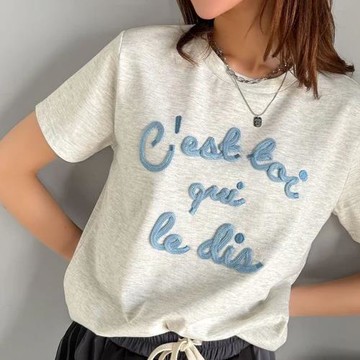 MB0704 周末梨香 彩色法式繩繡短袖logo牌T恤 25夏季 女