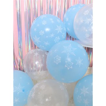 12寸雪花乳膠氣球冰雪卡通印花雪花氣球 生日圣誕節派對裝飾氣球