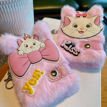 ✨台灣出貨✨毛绒记事本可爱美式粉色猫咪手账本礼物少女心创意文艺学生笔记本