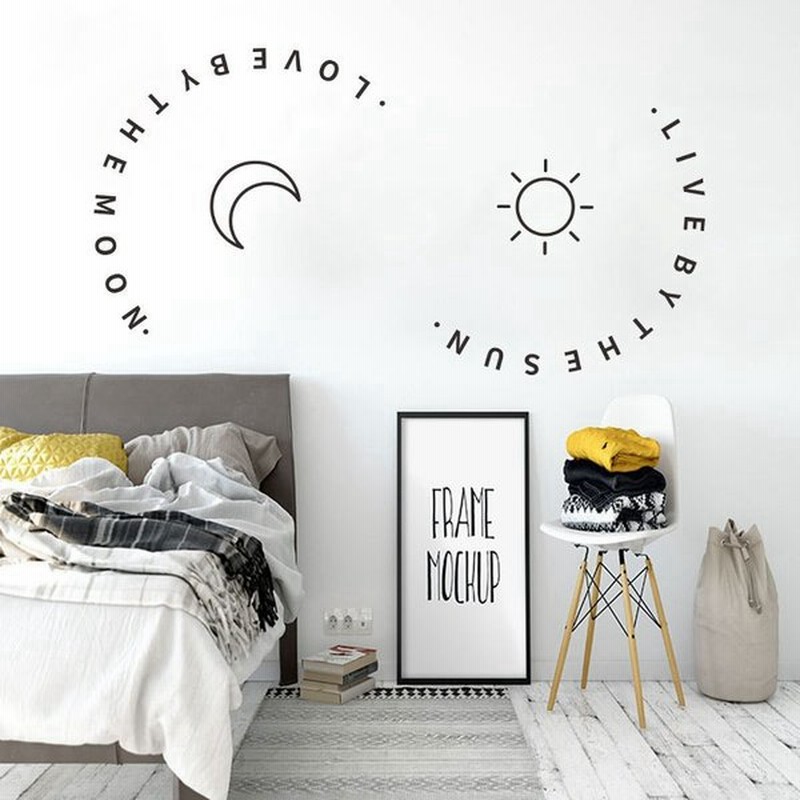 ウォールステッカー ウォールシール シール式 英文 英字 太陽 月 モノトーン 壁シール 壁紙シール 壁面装飾 壁装飾 室内装飾 インテリア 通販 Lineポイント最大0 5 Get Lineショッピング