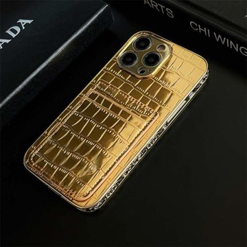 歐美新款適用蘋果15手機殼插卡包iPhone16ProMax鱷魚紋14promax高級感13零錢包12奢華金色皮質11男女保護殼潮