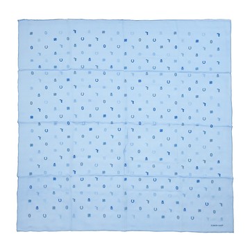 Hermes 愛馬仕 Multicharms 100cm手工捲邊薄絲綢方巾(藍)