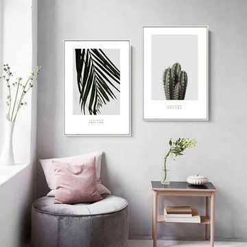 葉子　綠植系列　裝飾掛畫　台灣製造 - D款－木紋框-70*90cm