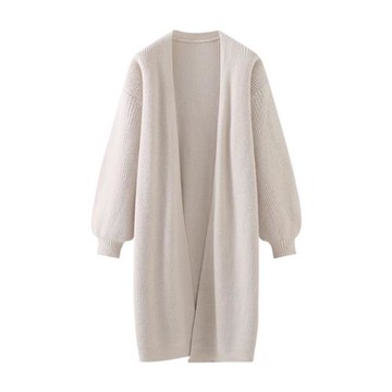 杏色毛衣外套女裝秋冬2026新款慵懶風中長款針織開衫奶系穿搭上衣