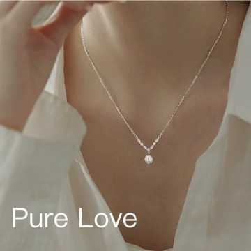 Pure Love樂芙 / 正韓 銀飾【S925純銀】N0936簡約通體純銀項鍊星河V字單鑽鋯石鎖骨鏈 短項鏈 / 銀