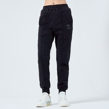 【ERSS】女裝 運動褲 休閒褲 棉褲 束口褲 黑色運動褲 學院風 褲管束口 刺繡 黑色【S60125】