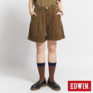 EDWIN 女裝 台灣文化 理髮廳 打折寬短褲-綠色