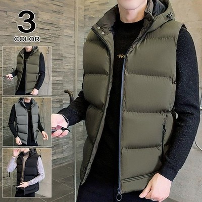 中綿ベスト メンズ フード付きベスト 秋冬 ベスト 防寒 アウター ダウンベスト チョッキ フルジップ メンズ春物 敬老の日 通販 Lineポイント最大get Lineショッピング
