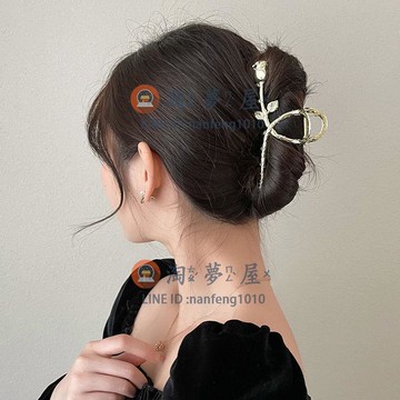 髮夾金玫瑰金屬大號發量多發夾后腦勺高級感鯊魚夾子小眾設計抓夾女【淘夢屋】