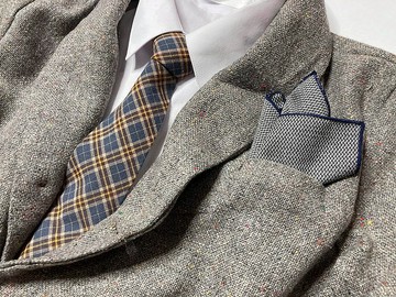 藍黃格英倫風 領帶 Neckties