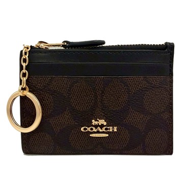 【COACH】C LOGO悠遊卡夾鑰匙零錢包(深咖)