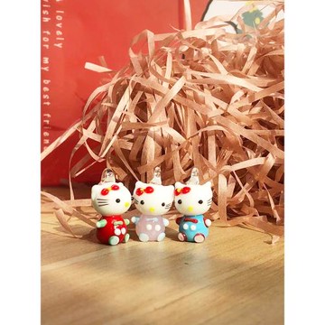 哈嘍KT可愛小貓咪凱蒂貓琉璃手工手鏈diy材料串珠編繩卡通配飾