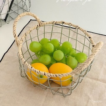 🎉家居好物🛒北歐客廳水果盤鐵藝麵包零食簡約雜物儲物複古水果桌麵鐵藝收納筐 R4QD