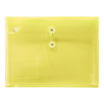 HFPWP 環保無毒 PP附繩立體橫式A4公文資料文件袋 台灣製 附名片袋 GF218-N-YW 黃色  1層