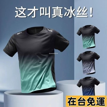 🔥台灣發出🔥 冰絲網眼短袖T恤男 夏季薄款輕薄透氣美式彈力速幹網眼T恤 冰絲短袖 運動短袖寬松大碼冰絲健身衣服 涼