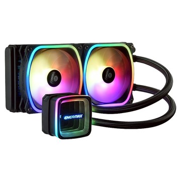 ENERMAX 安耐美 AQUAFUSION ADV CPU水冷散熱器 導光圈無限鏡射燈效 專利雙腔體水冷頭設計 RGB燈效控制  ELC-AQFA240-SQA  1盒