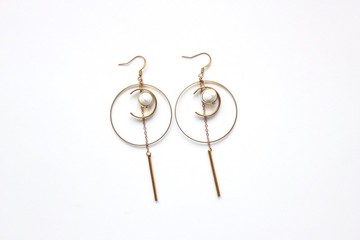 黃銅耳環|白松石   耳針/耳夾