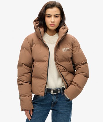 Superdry Women's Women's Hooded Boxy Puffer Jacket Brown / Rawhide Brown - Size: 16 Size: 12