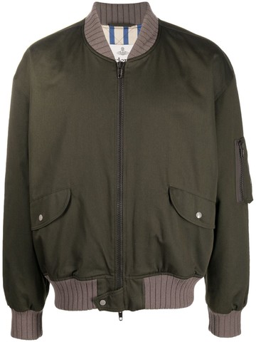 Vivienne Westwood - embroidered bomber jacket - men - Organic Cotton/Organic Cotton/Virgin Wool/Acrylic/Polyamide/Polyester/Spandex/Elastane - S -