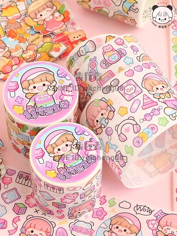 提拉多多多醬新款多多夢想生活喵星來客熊貓手帳膠帶特油手賬貼紙貼畫隨心整卷分裝可愛和紙膠帶膠卷素材貼紙【步行者戶外生活館】