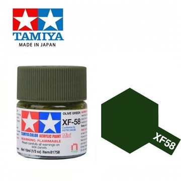 【鋼普拉】現貨 田宫模型漆 TAMIYA 81758 XF-58 XF58 模型專用 水性漆 消光橄欖綠色 10ml