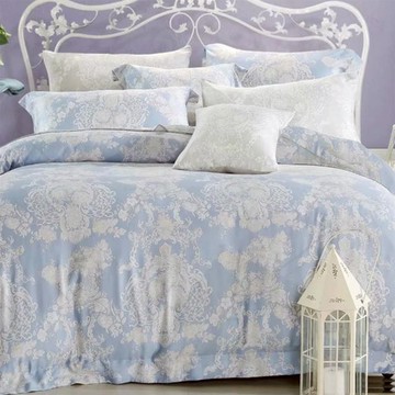 台灣製萊賽爾纖維吸濕排汗兩用被 雙人四季被  180 x 210cm  愛的華爾曼 藍色 + 白色