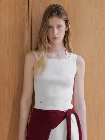 DIAGONAL SLEEVELESS KNIT TANK (T-7063)