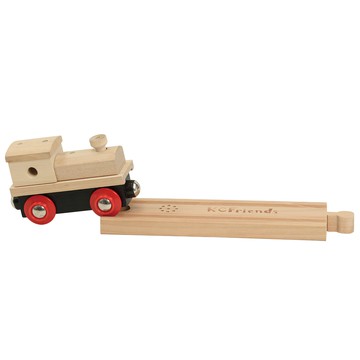 KCFriends 小鎮火車頭軌道組 木製小火車 豐富火車組配件  木色  154 x 45 x 65mm  1組