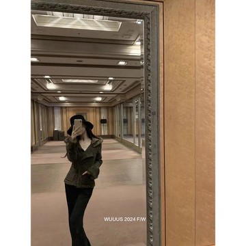 Wuuus【雙調格林堡】sheep wool 全真兔毛 千鳥格連帽格子外套