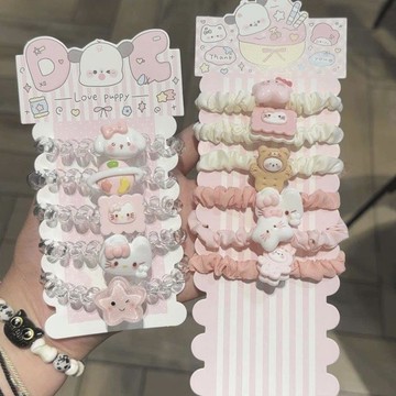 🎀biubiu童裝🎀新款甜心公主髮圈6件套+爆款KT小貓透明電話綫髮圈5件套日常百搭
