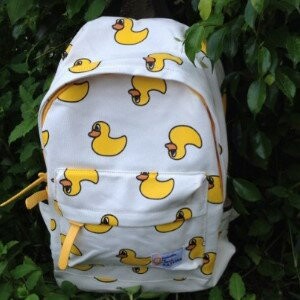 美麗大街【BG003】黃色小鴨印花雙肩背後背包運動背包