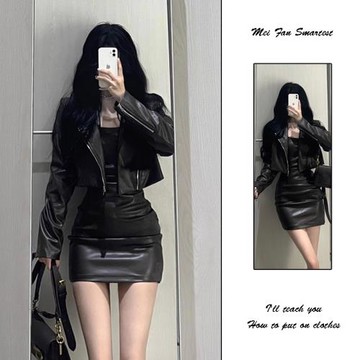 辣妹短款皮衣外套女春秋新款美式復古高級感chic小個子夾克上衣潮