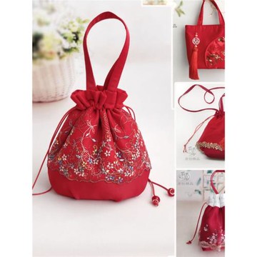 芬芳之品原創紅色婚包中式刺繡手提漢服新娘拎包繡花單肩斜背包紅