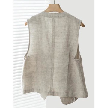 商場折扣店撤柜亞麻馬甲女2026新款外穿無袖背心棉麻單層馬夾外套