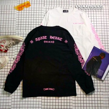 ins絕絕子pink粉色少女夢幻百搭經典logo秋冬純棉打底男女長袖T恤