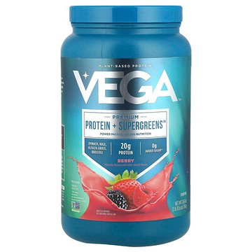 Vega, 優質蛋白質 + Supergreens™，漿果味，1 磅 10.6 盎司（754 克）