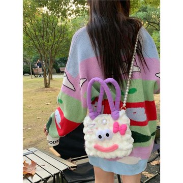 【小蔻】多巴胺大嘴包DIY手工編織包包粗毛線材料包自制作送女友