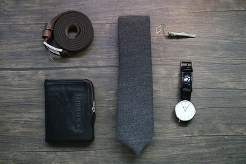 深灰色呢子羊毛领带/秋冬新宠型男衣柜装备