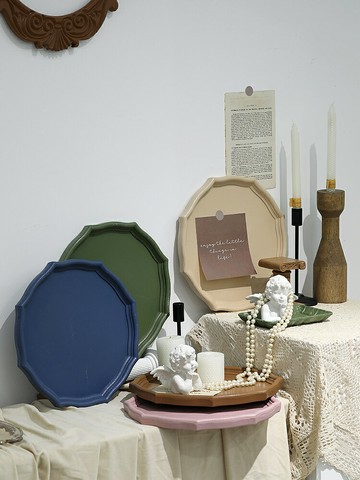 北歐莫蘭迪色桌面托盤八邊形收納盤樣板間裝飾盤 ins風玄關鑰匙盤