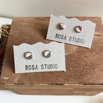 皮革耳環_耳針式_圓框3號作品#6