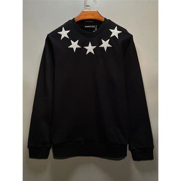 外套情侶裝小眾圍脖五角圓領星刺繡小伙衛衣男女設計感寬松上衣潮