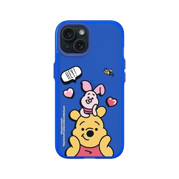 iPhone 15 Clear 激光藍 - 迪士尼-小熊維尼 Disney Winnie The Pooh - 維尼、小豬和蜜蜂